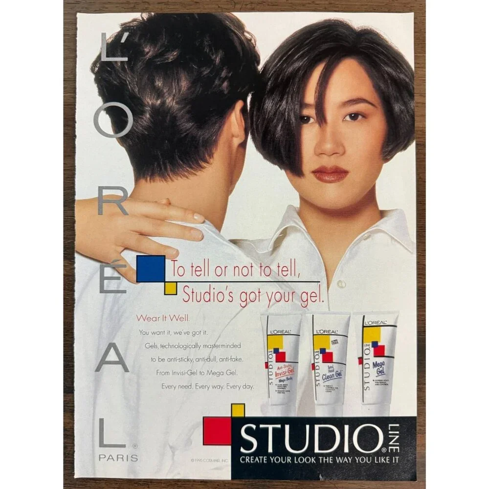 Vtg 1995 L'Oreal Studio Hair Products Asian American Girl Advertisement Print Ad - Picture 1 of 1
